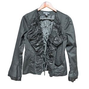 Mix Nouveau Y2K Vintage ruffle blazer 100% cotton tie front jacket
